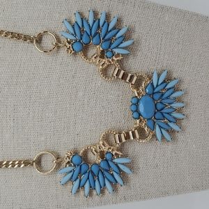 Beautiful Gold Toned Statement Necklace with Blue Stones